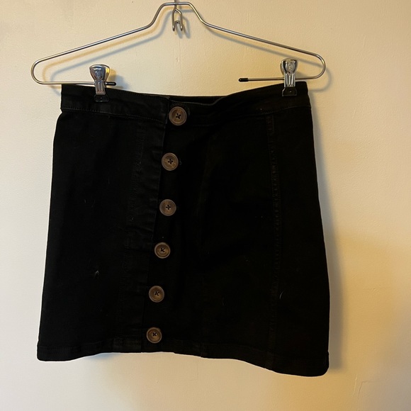 Lime Lush - Black Button Up Denim Skirt - Picture 1 of 3